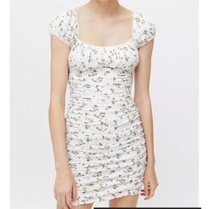 UO Brenan Printed Ruched Mini Dress
